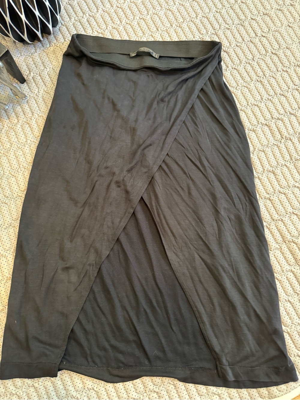 Zara Black Wrap Midi Skirt